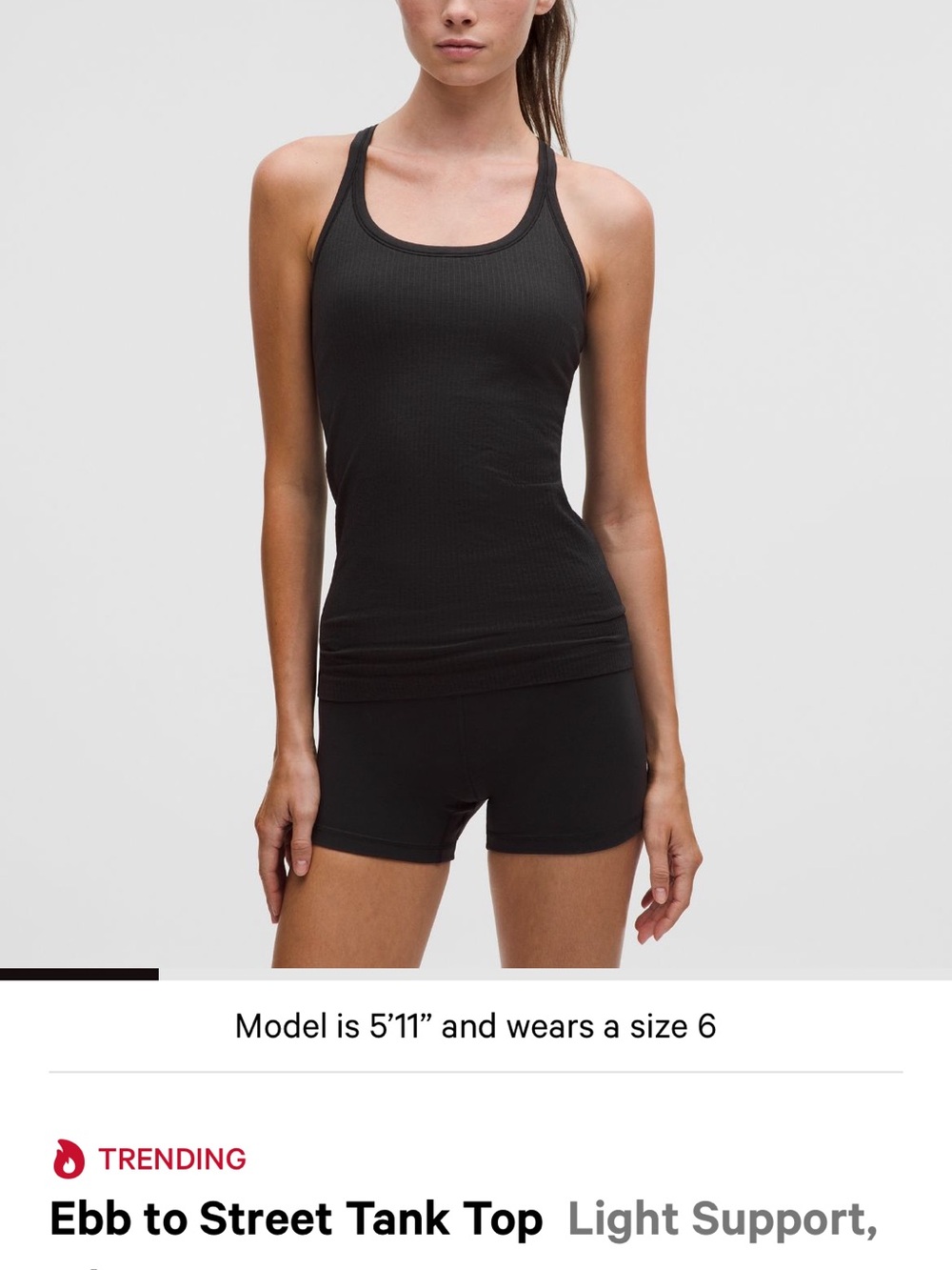 lululemon athletica Black Ribbed Ebb-to-Street Tank